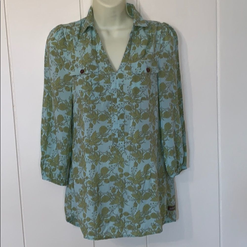 ‎Matilda Jane green floral rayon blouse